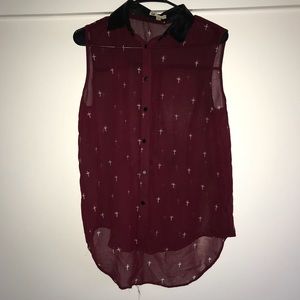Maroon button down shirt